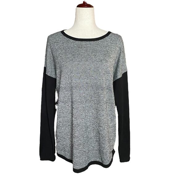 Smartwool Shadow Pine Colorblock Crew Neck Sweater Womens L Grey Black - Picture 1 of 16